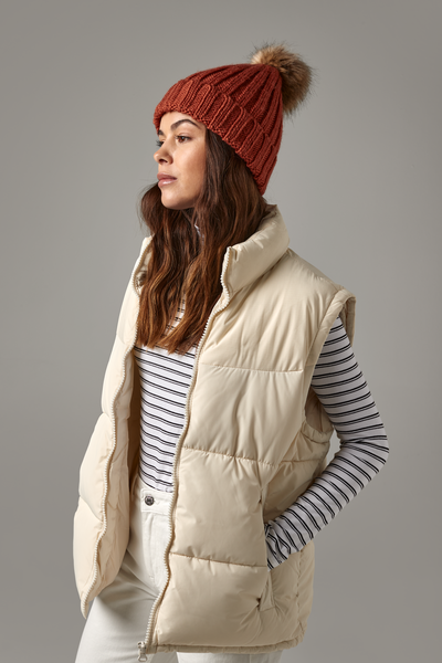 Beechfield | Faux Fur Pom Pom Chunky Beanie | Logo Free Clothing