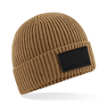 Beechfield Fashion Patch Beanie | Unisex | Ribbed | Cuffed | 7 Colours | One Size - Hat - Logo Free Clothing