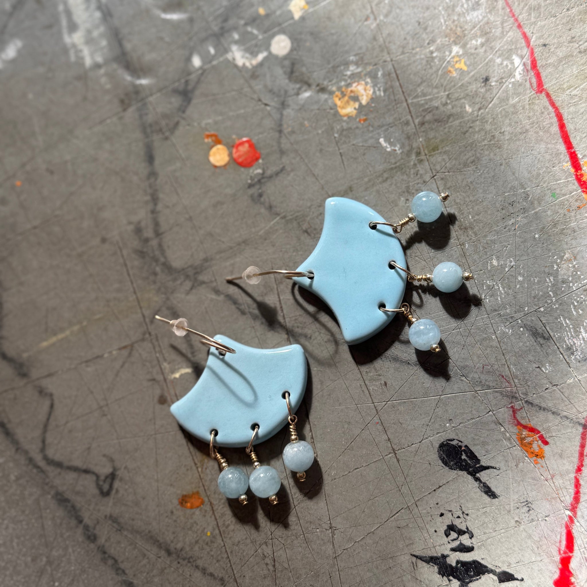 Sky Blue Handmade Porcelain Earrings