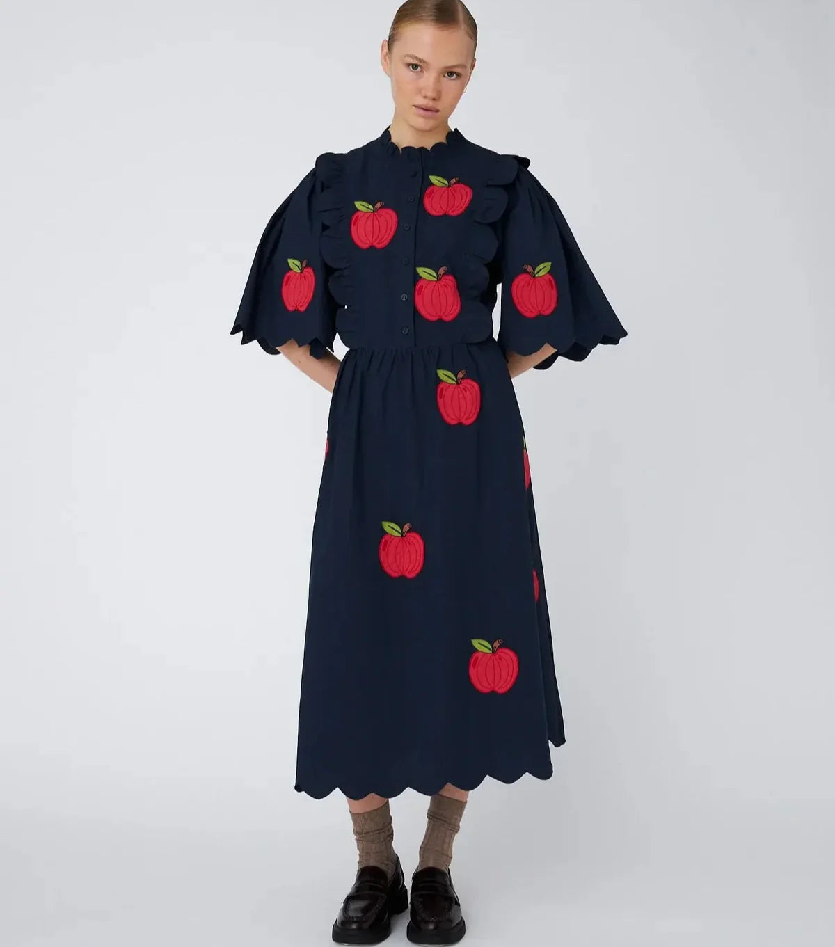 Embroidered Cotton Midi Dress