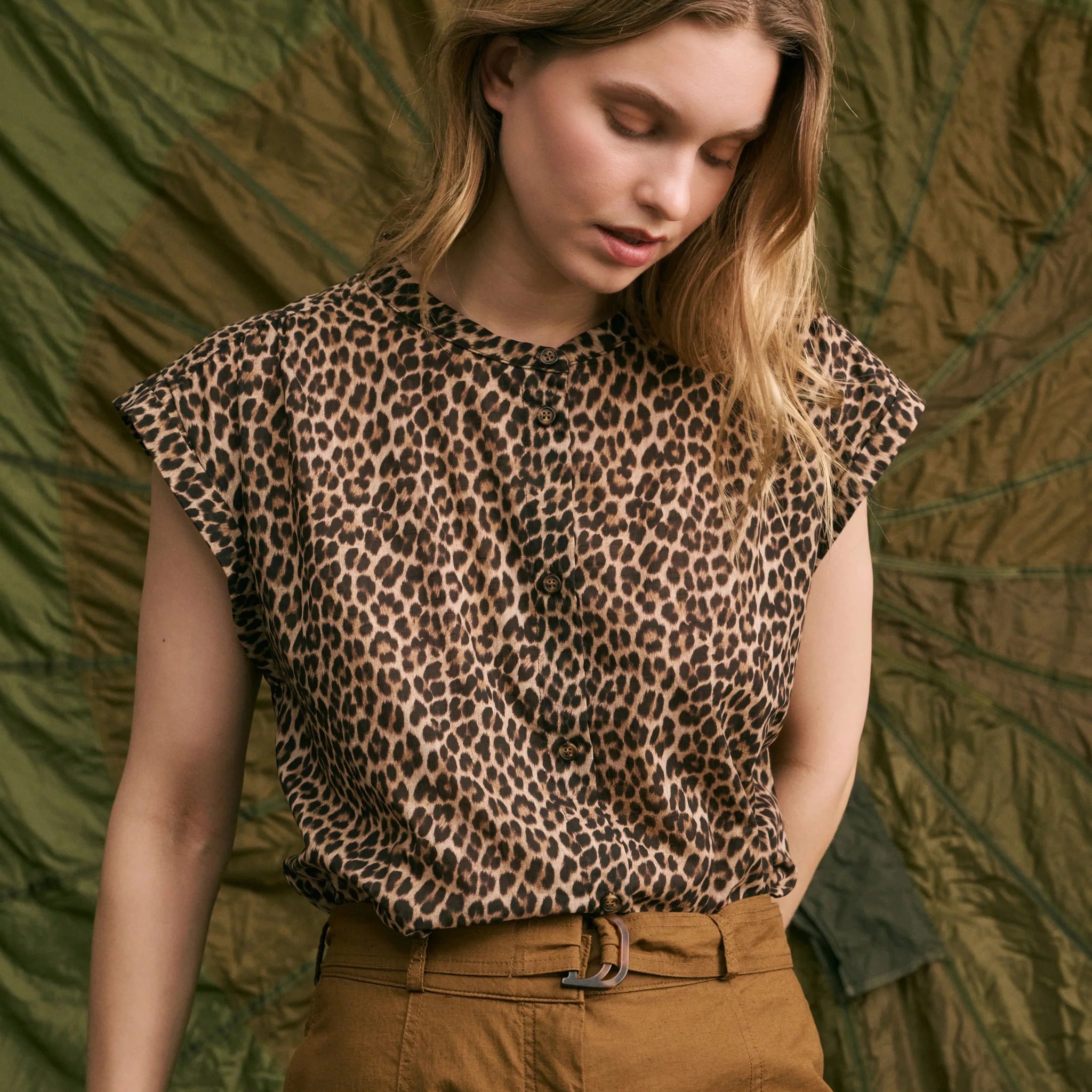 Amandine Leopard Sleeveless Shirt - Last One (Size Medium)
