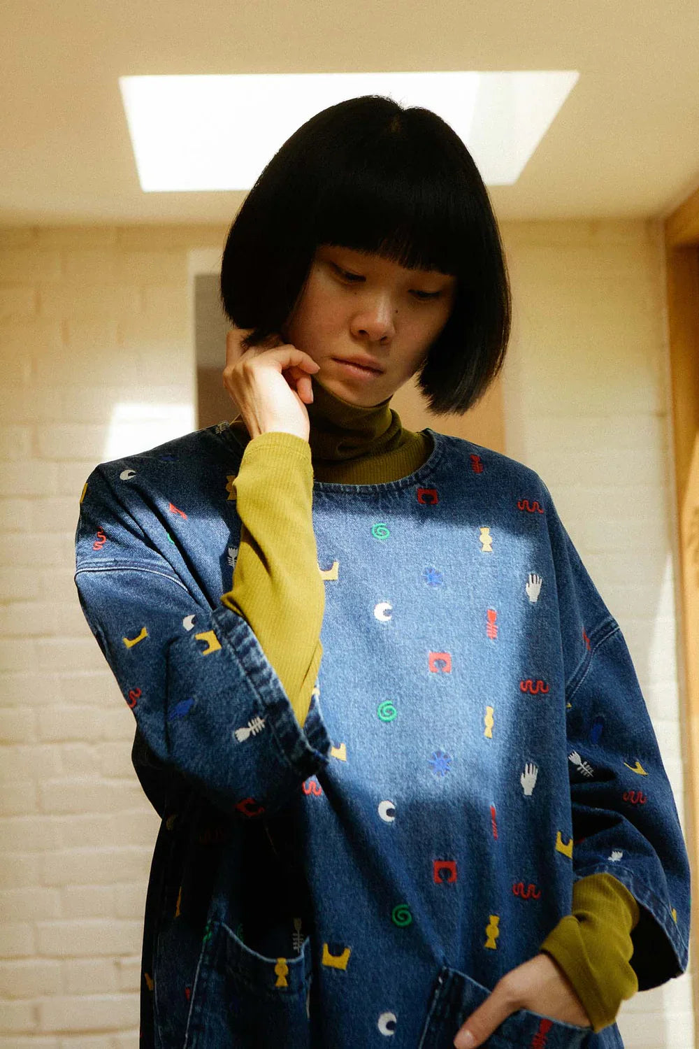 Denim Walter Embroidered Smock