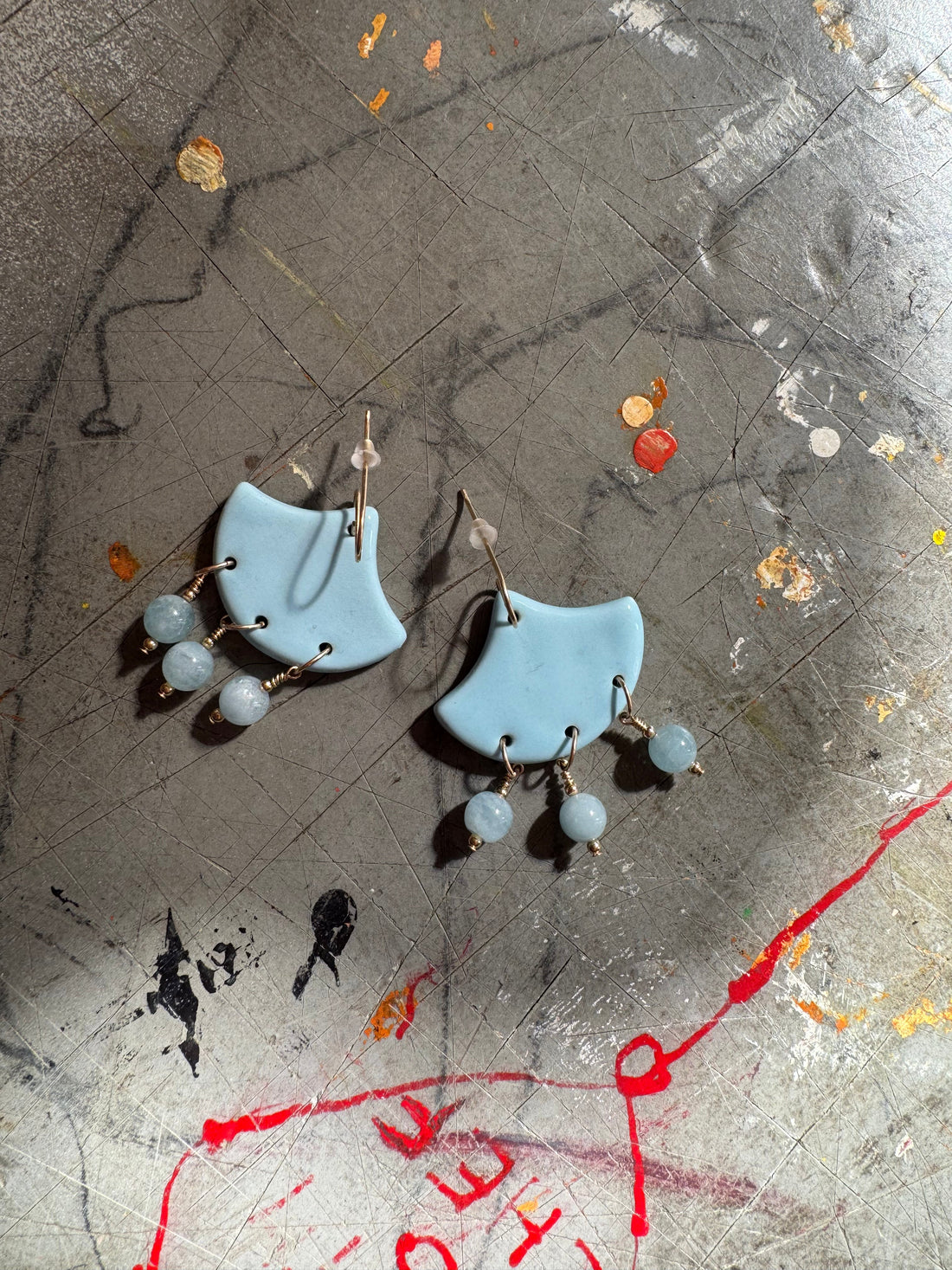 Sky Blue Handmade Porcelain Earrings