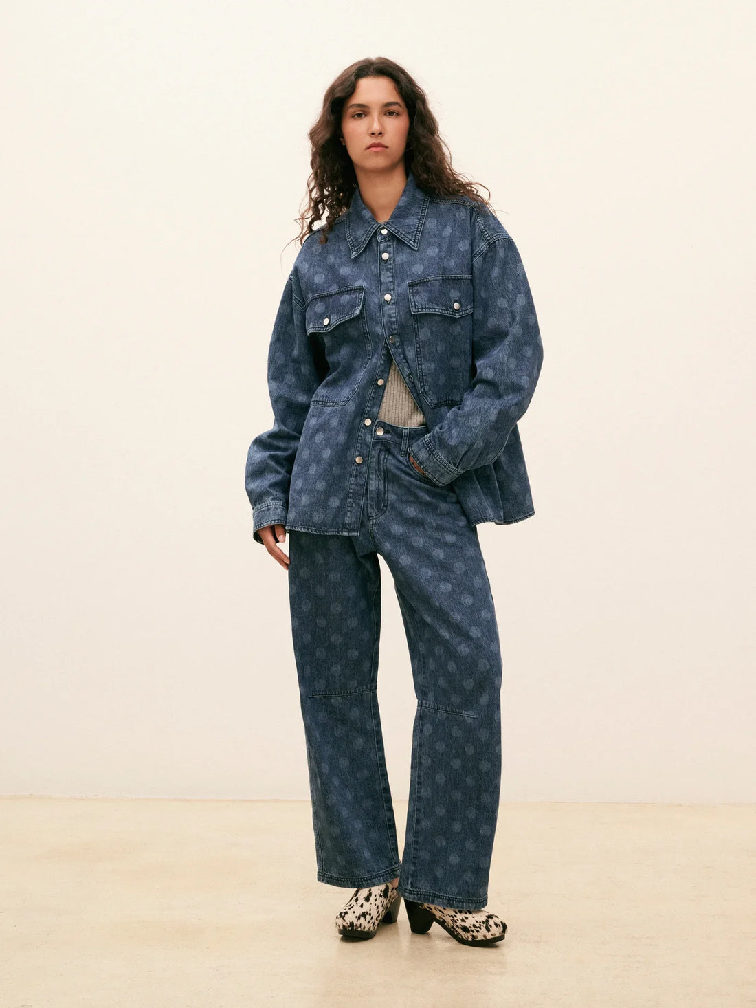 Blue Denim Spot Shacket