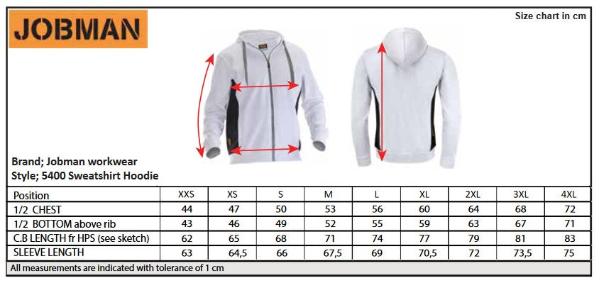 Jobman Mens Full-Zip Hoodie | Zip-Up Hooded Top | Cotton Blend | Black or Navy | S-2XL - Hoodie - Logo Free Clothing