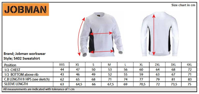Jobman Mens Sweatshirt | Cotton Blend | Soft Durable Round Neck | Black or Navy | S-2XL - Sweatshirt - Logo Free Clothing