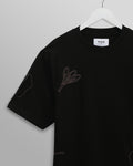 wax london men's Milton - Black Embroidered Organic Cotton T-Shirt