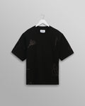 wax london men's Milton - Black Embroidered Organic Cotton T-Shirt