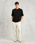 wax london men's Milton - Black Embroidered Organic Cotton T-Shirt