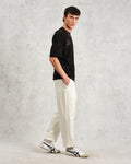 wax london men's Milton - Black Embroidered Organic Cotton T-Shirt