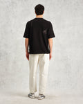 wax london men's Milton - Black Embroidered Organic Cotton T-Shirt