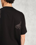 wax london men's Milton - Black Embroidered Organic Cotton T-Shirt