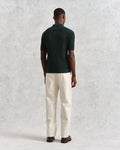 wax london men's Naples - Dark Green Textured Knitted Polo Shirt