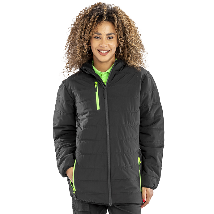 Result Genuine Recycled | Black Compass Padded Winter Jacket | Logo Free Clothing