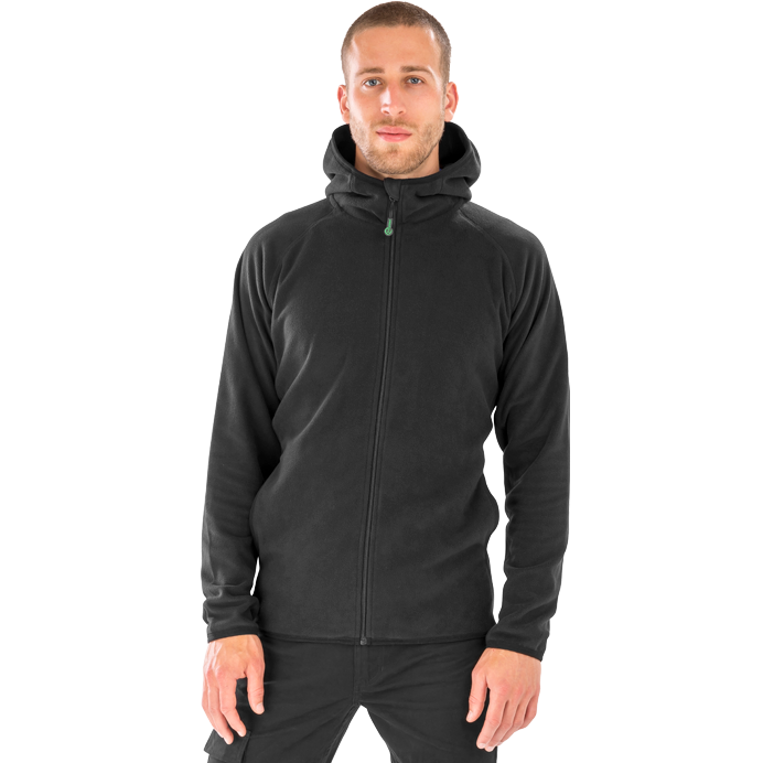 Result Recycled Unisex Microfleece Jacket | Lightweight Hooded Zip-Up Fleece | Black | XS-3XL - Fleece - Logo Free Clothing