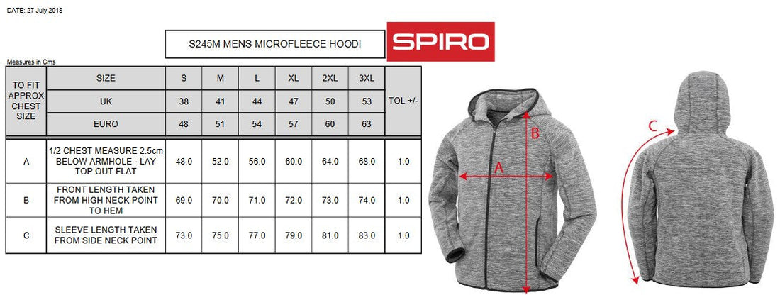 Spiro Fitness | Mens Microfleece Hoodie | Logo Free Clothing