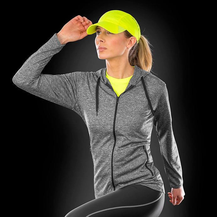 Spiro Fitness Ladies Hooded Tee-Jacket | Lightweight Full Zip Hoodie | Grey Marl | XS-2XL - Hoodie - Logo Free Clothing