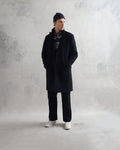 wax london men's Sasso Coat Black Wool