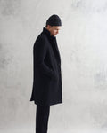 wax london men's Sasso Coat Black Wool