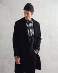 wax london men's Sasso Coat Black Wool