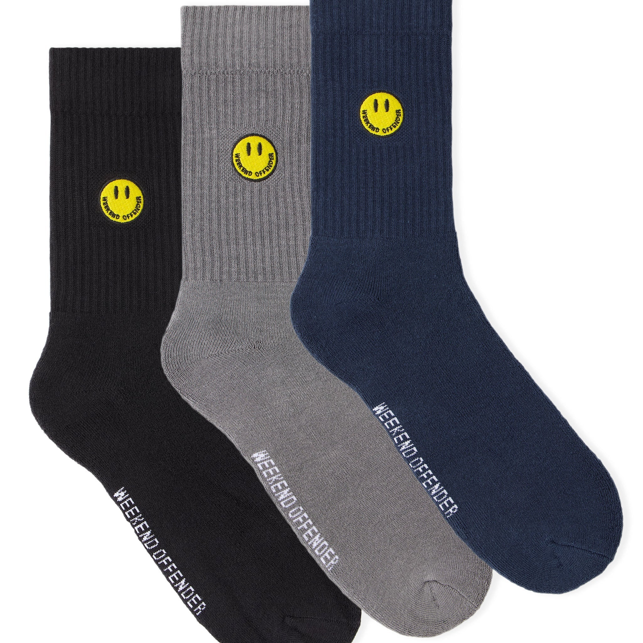 Weekend Offender Smiley Sports Socks (Navy/Black/Grey)