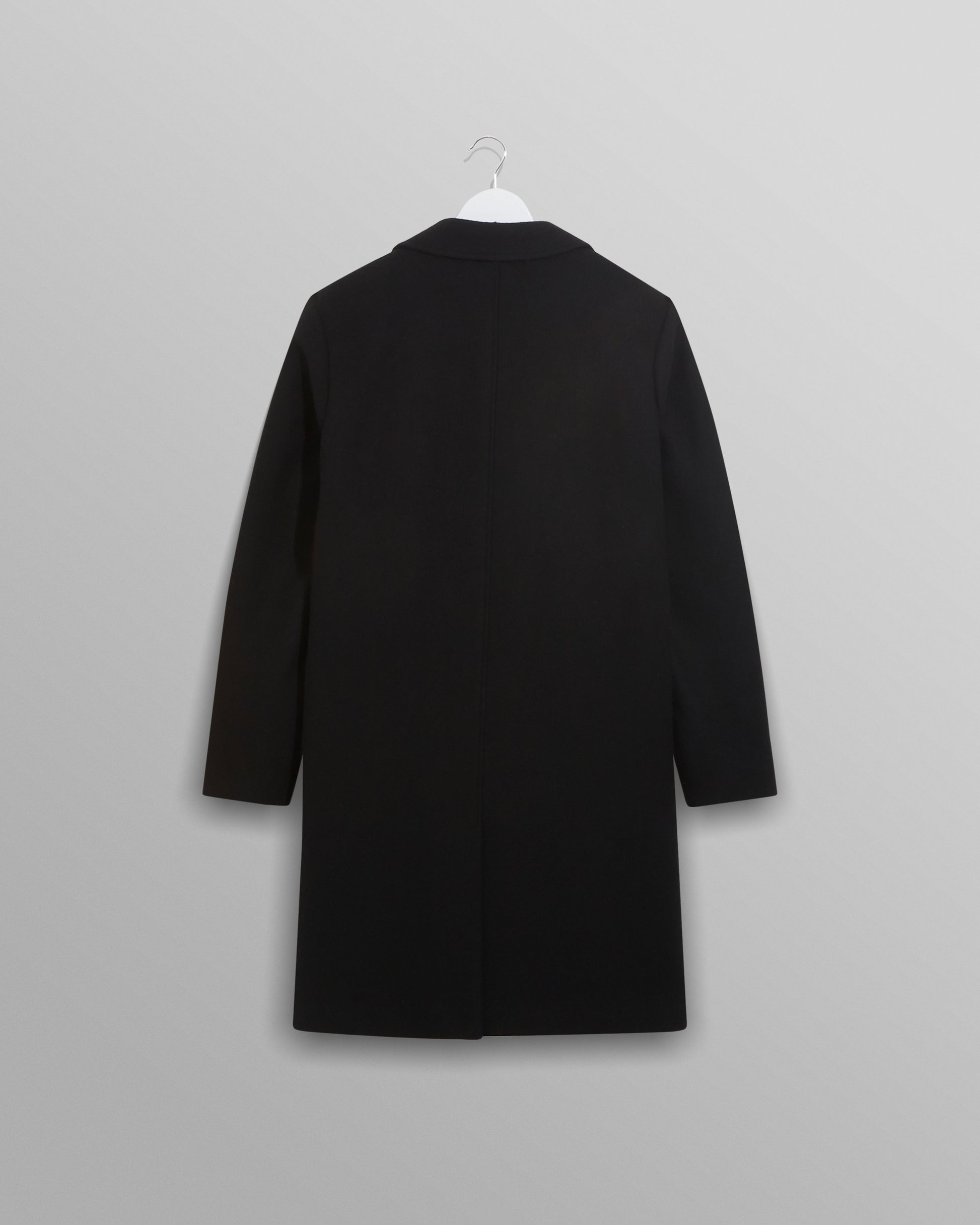 wax london men's Sasso Coat Black Wool