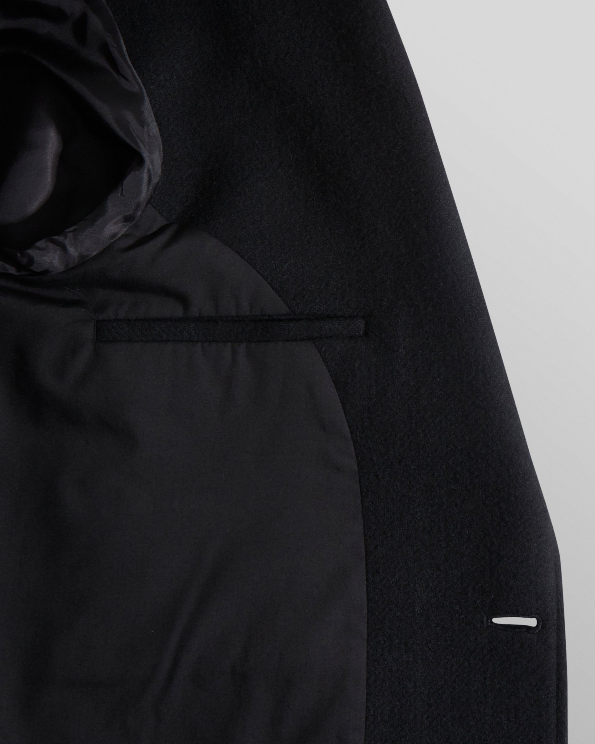 wax london men's Sasso Coat Black Wool