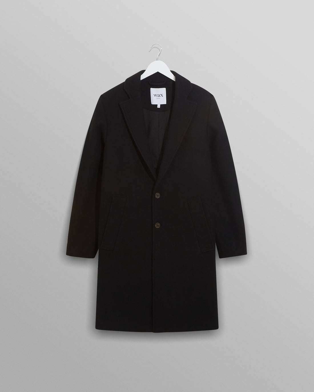 wax london men's Sasso Coat Black Wool