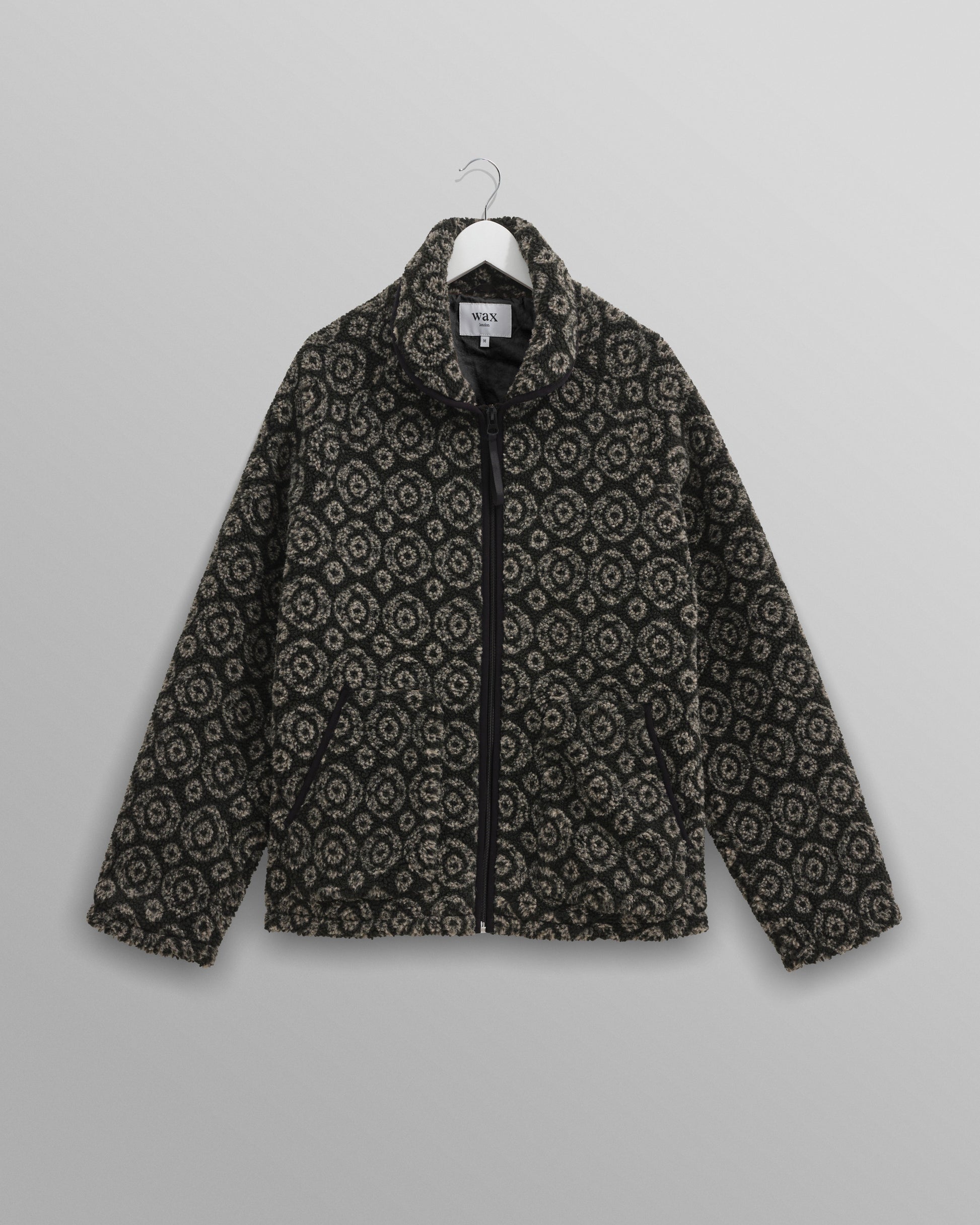 wax london men's Tate - Charcoal Ornate Jacquard Fleece Jacket