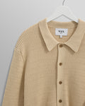 wax london men's Tristan - Sand Cable Stitch Knitted Shirt