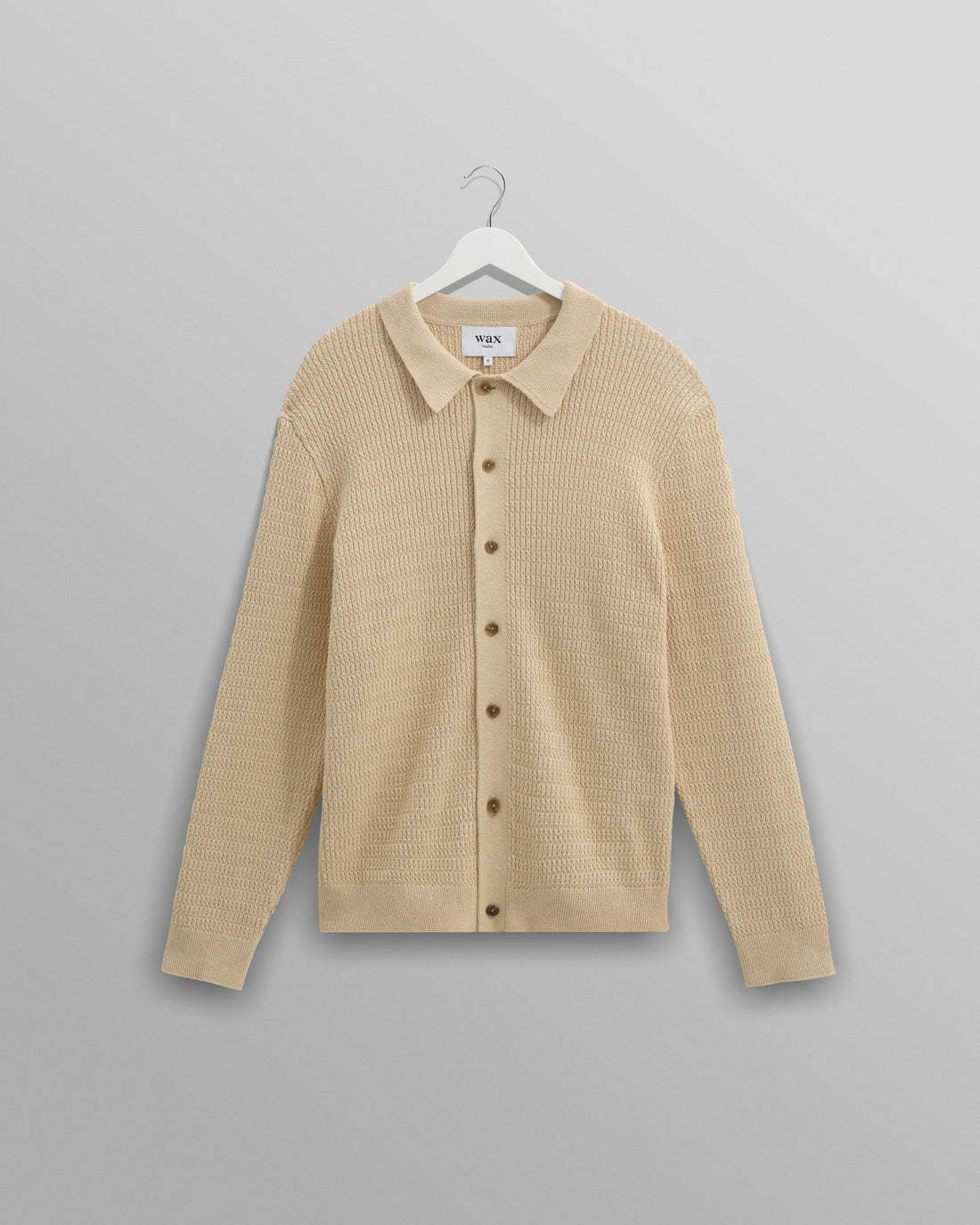 wax london men's Tristan - Sand Cable Stitch Knitted Shirt