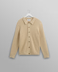 wax london men's Tristan - Sand Cable Stitch Knitted Shirt