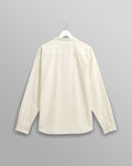wax london men's Abbot - Ecru Grandad Collar Cotton Chambray Shirt