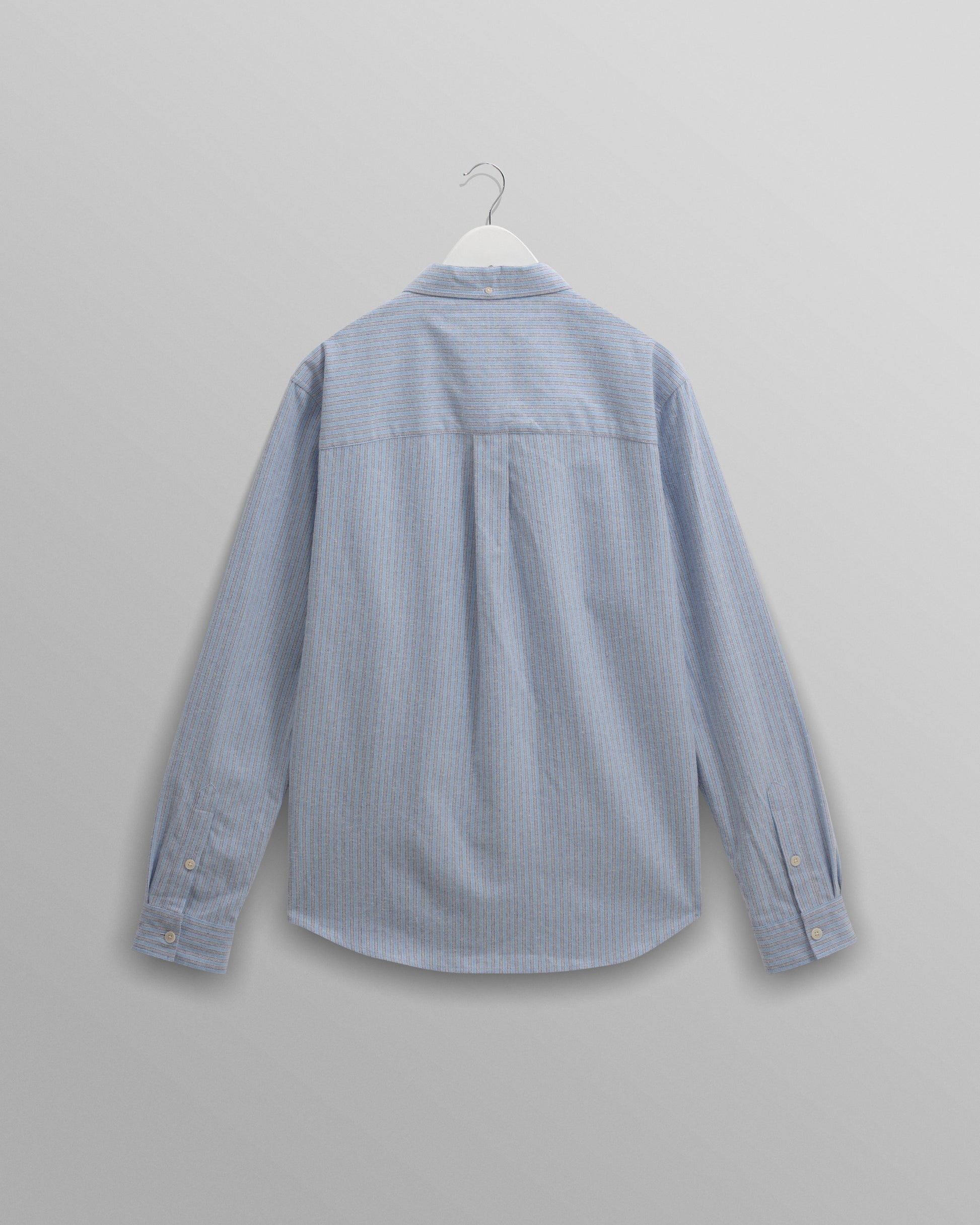 wax london men's Abingdon - Blue Preppy Stripe Shirt