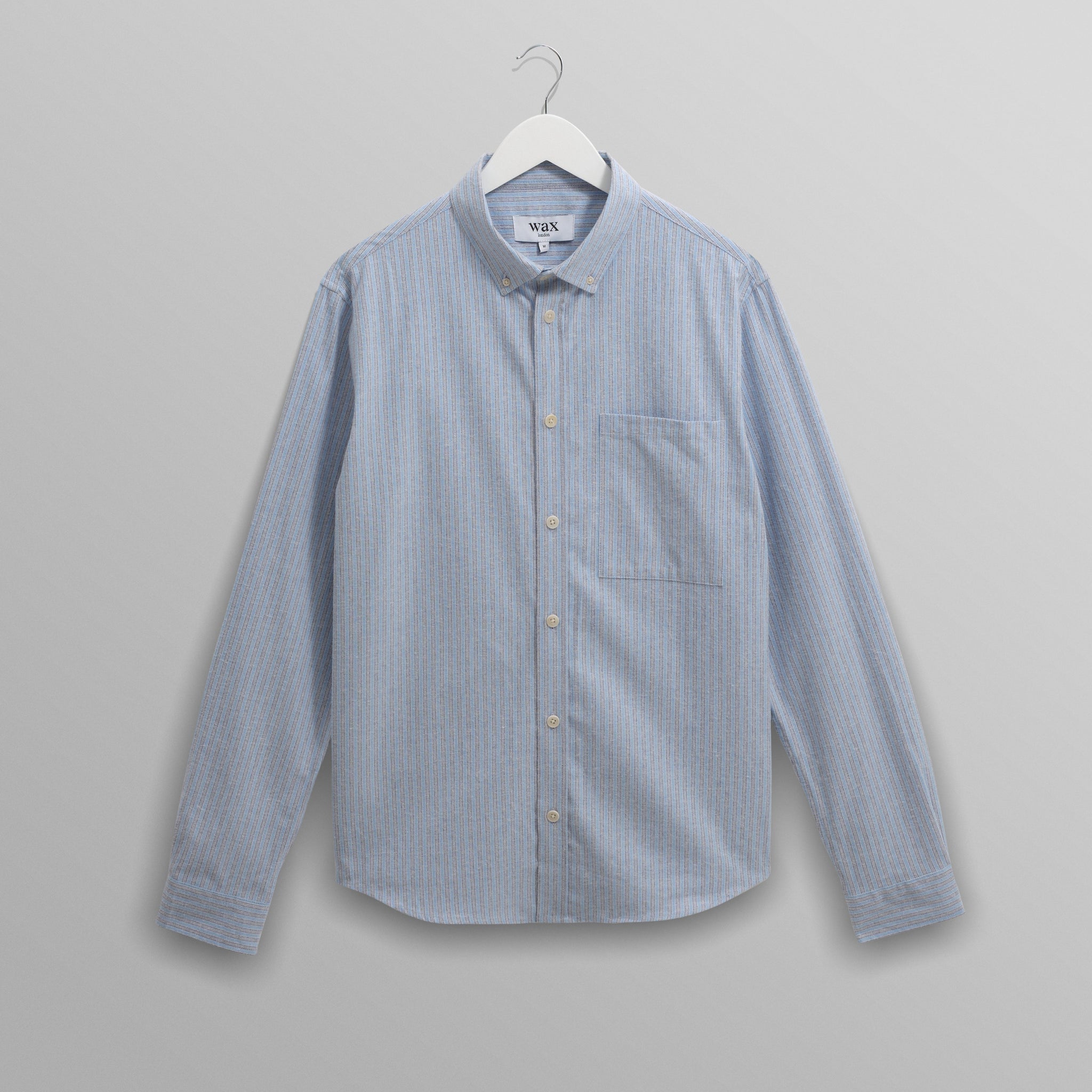 wax london men's Abingdon - Blue Preppy Stripe Shirt