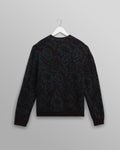 wax london men's Alban - Black And Green Floral Textured Jacquard Cardigan