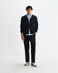 wax london men's Alban - Black And Green Floral Textured Jacquard Cardigan