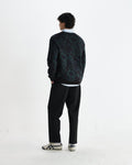 wax london men's Alban - Black And Green Floral Textured Jacquard Cardigan