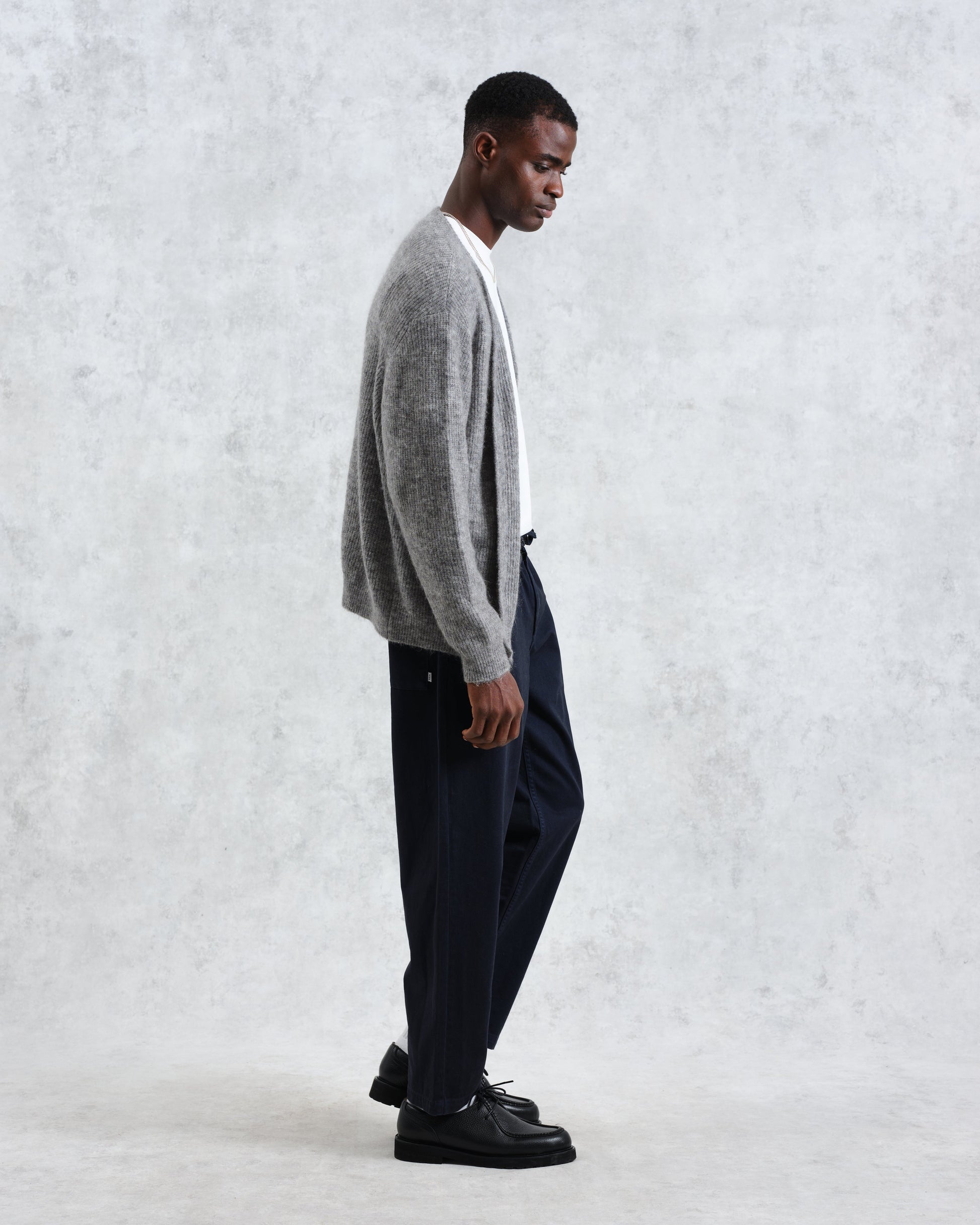 wax london men's Alban - Grey Marl Mohair Blend Cardigan