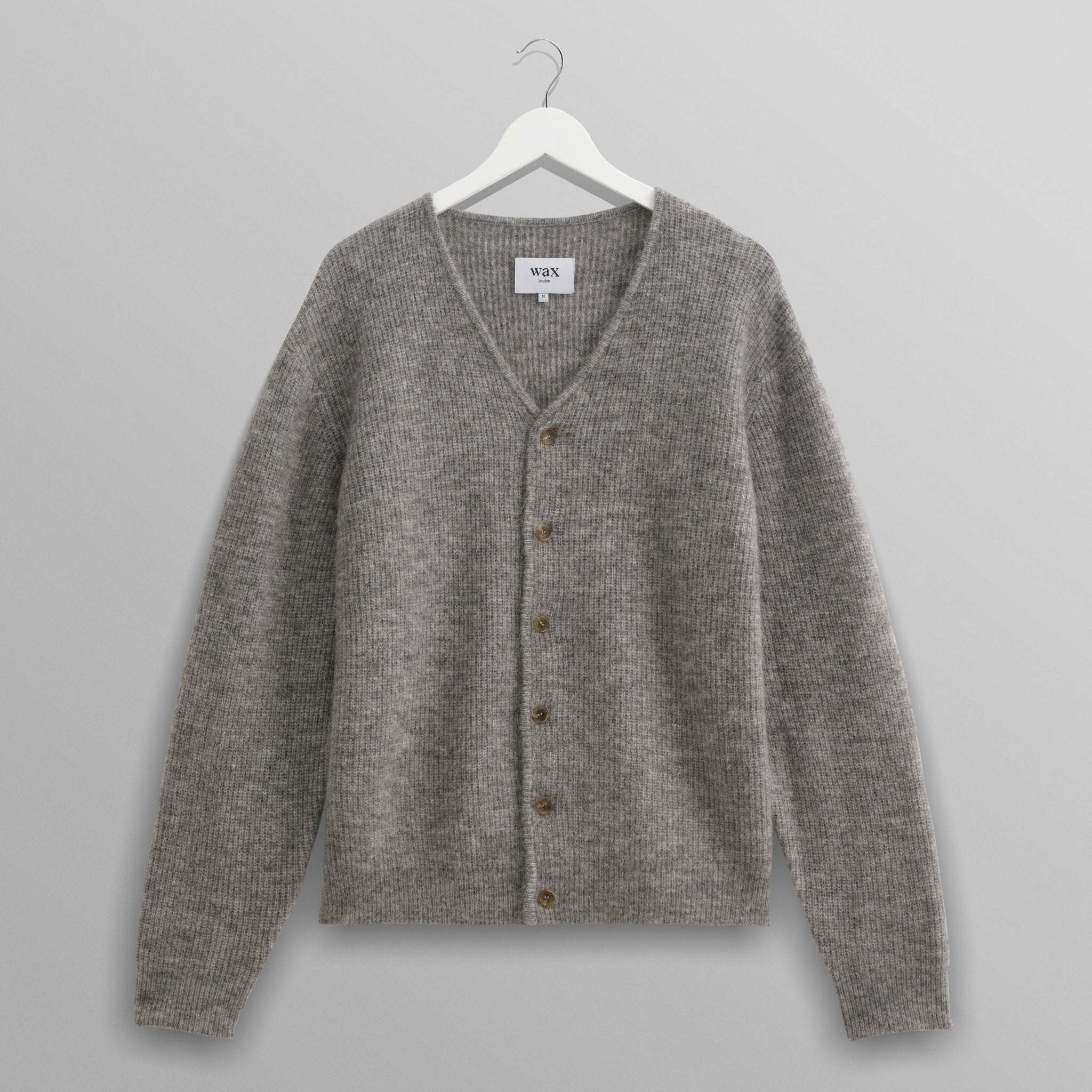 wax london men's Alban - Grey Marl Mohair Blend Cardigan