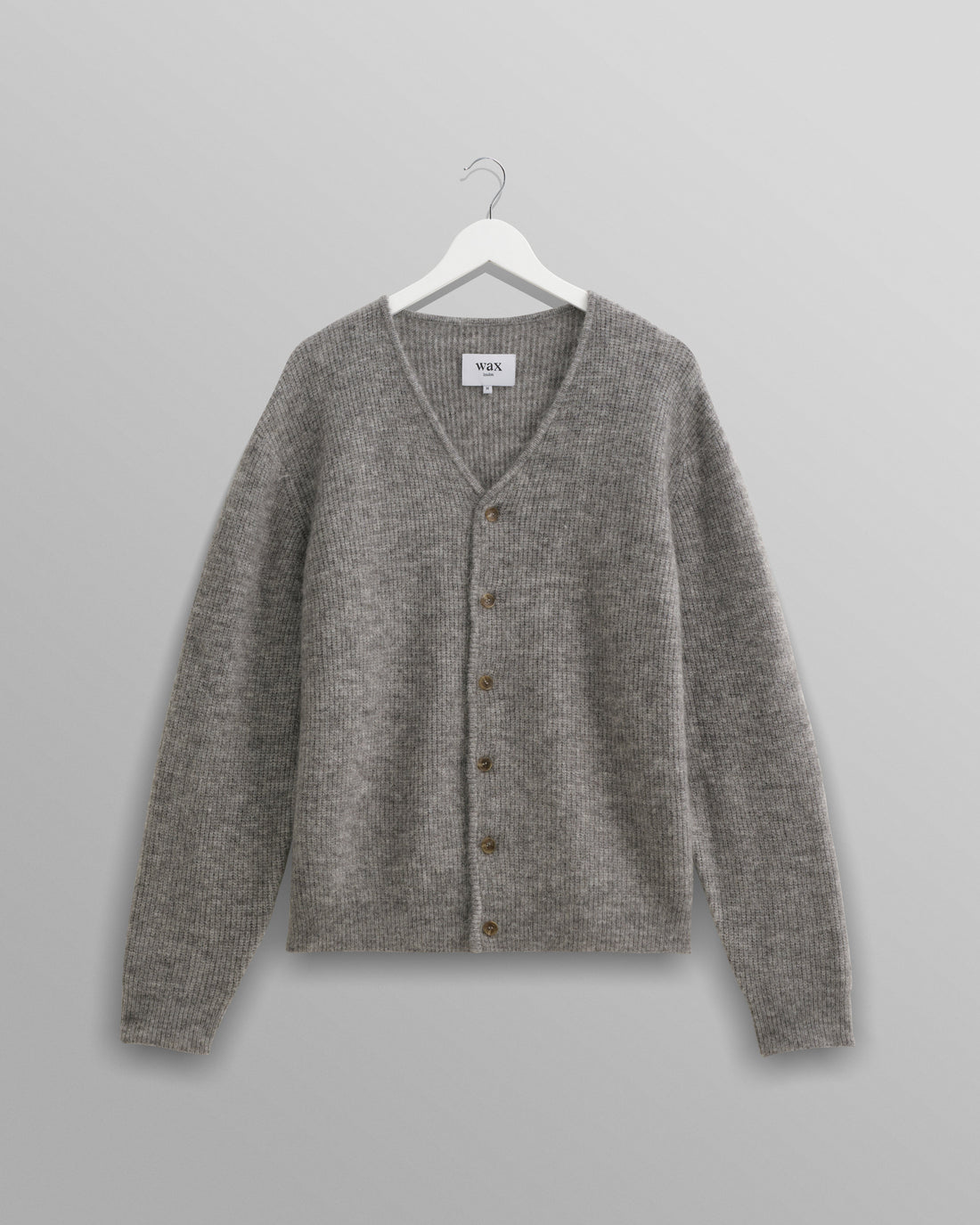 wax london men's Alban - Grey Marl Mohair Blend Cardigan