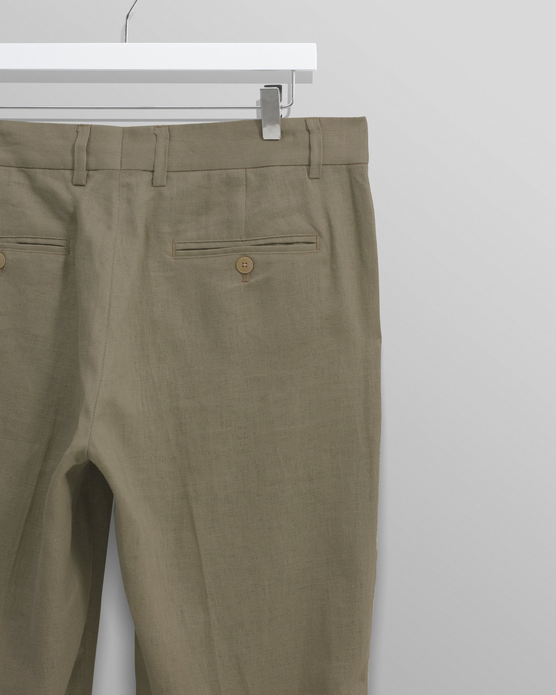 wax london men's Alp - Khaki Linen Trousers