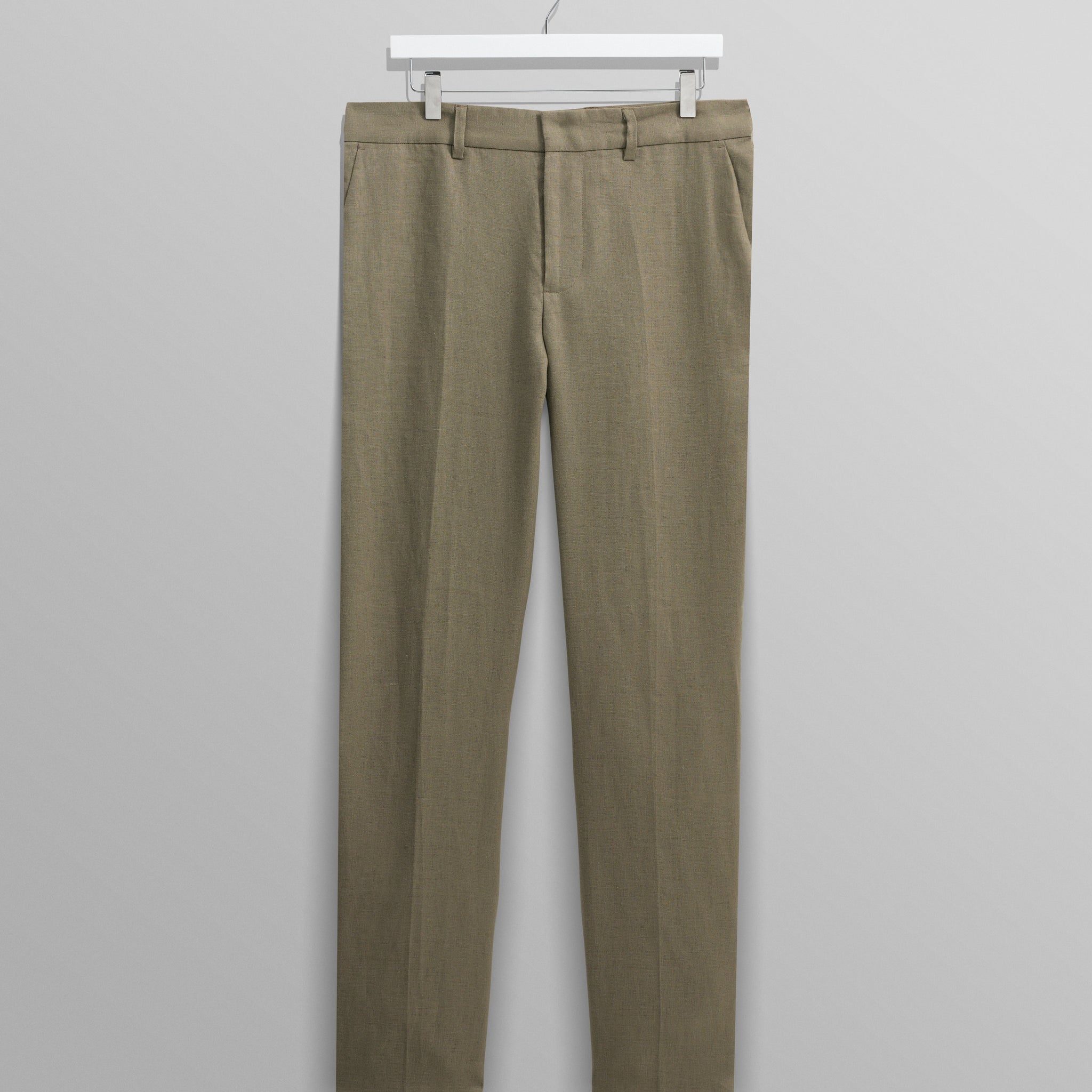 wax london men's Alp - Khaki Linen Trousers