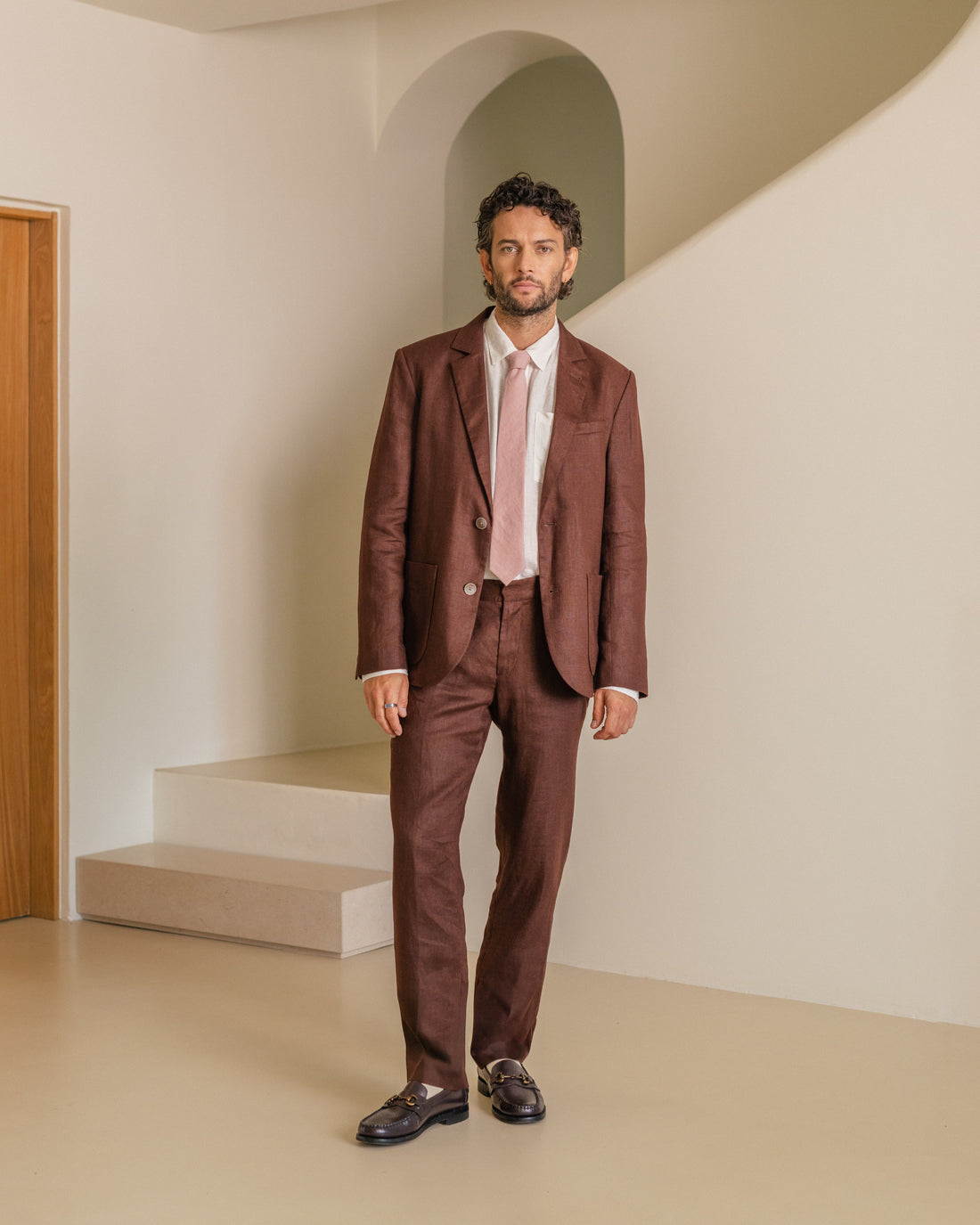 wax london men's Alp - Merlot Linen Trousers