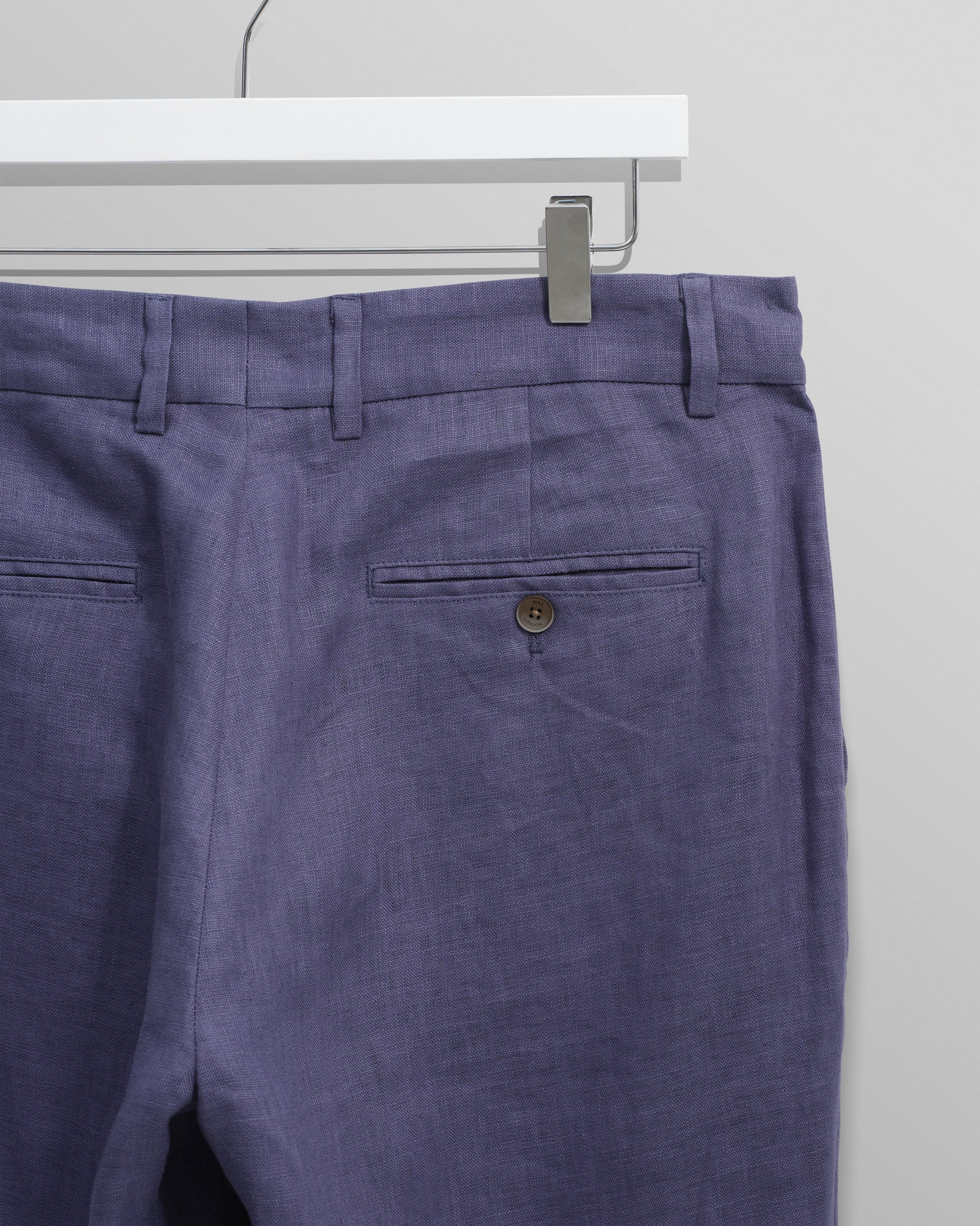 wax london men's Alp - Mid-Blue Linen Trousers
