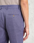 wax london men's Alp - Mid-Blue Linen Trousers