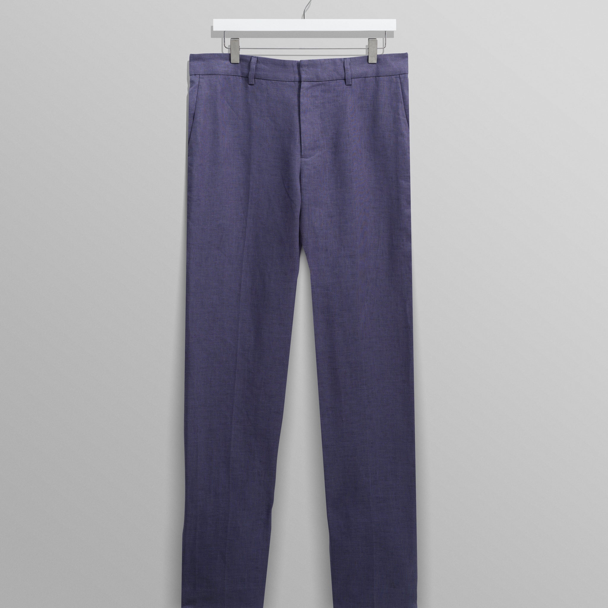 wax london men's Alp - Mid-Blue Linen Trousers