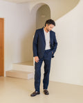 wax london men's Alp - Midnight Navy Linen Trousers