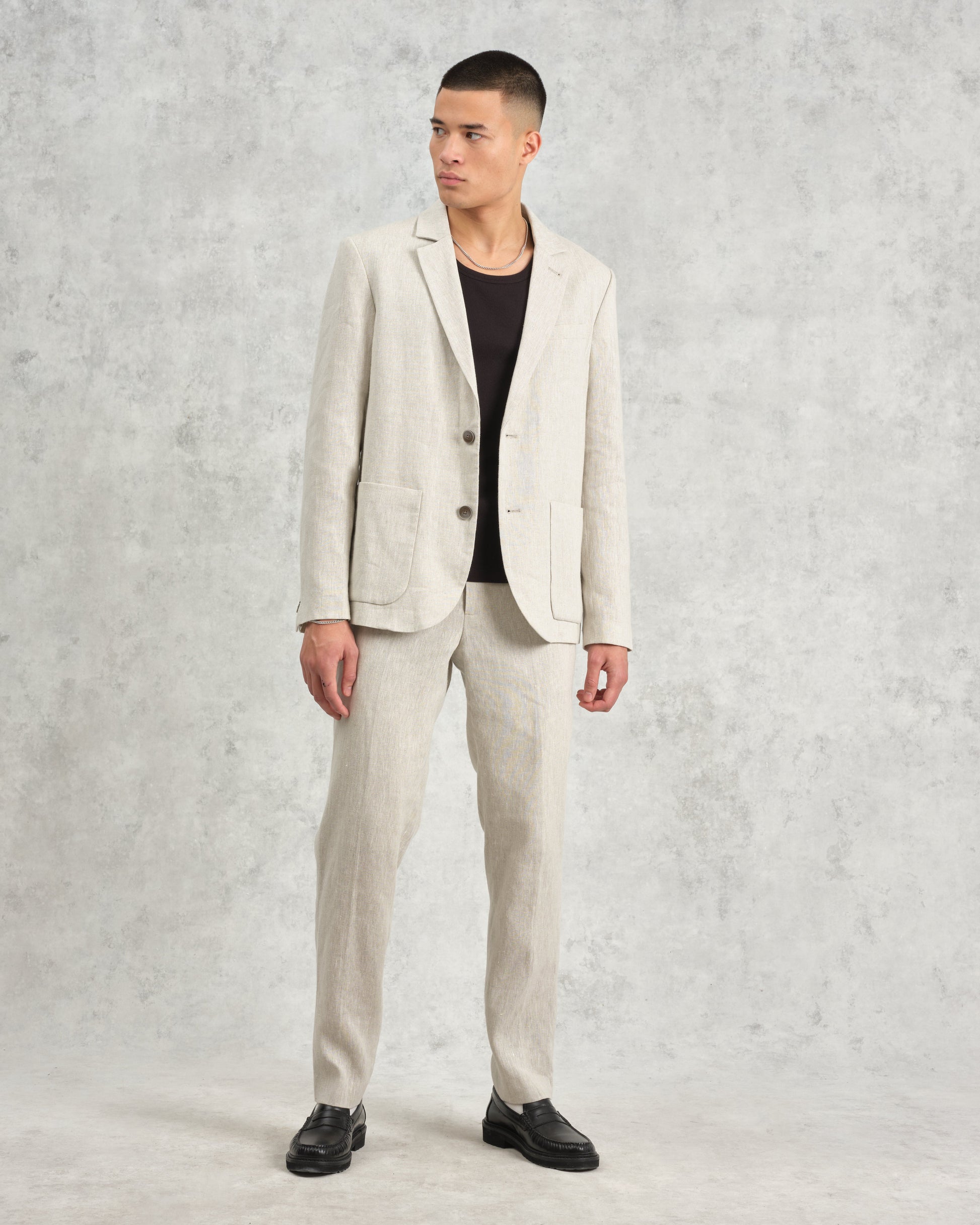 wax london men's Alp - Natural Linen Trousers