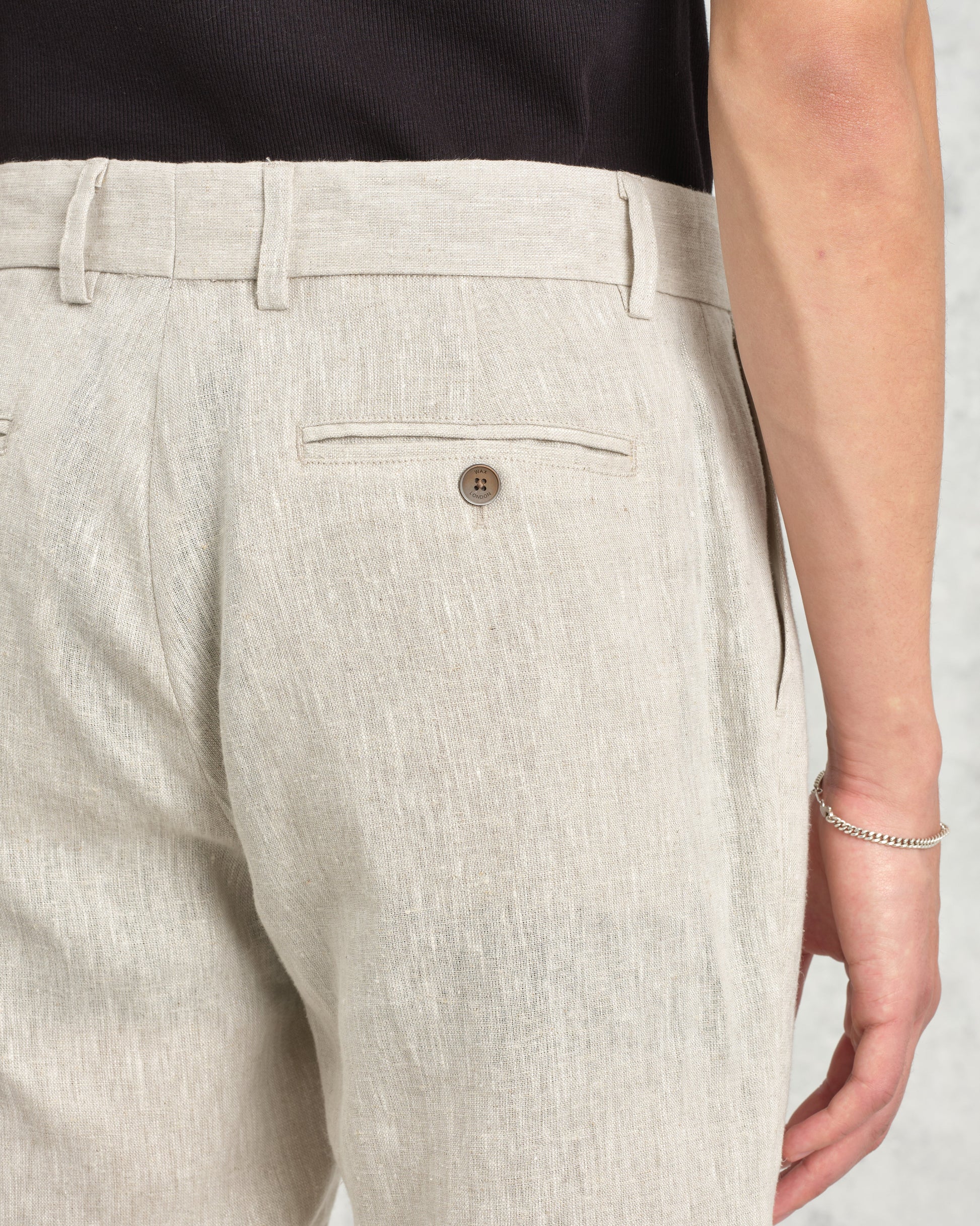 wax london men's Alp - Natural Linen Trousers